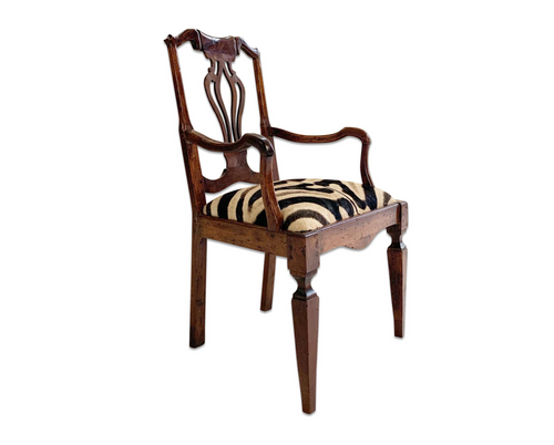 Antique Dutch Armchair in Zebra Hide - FORSYTH