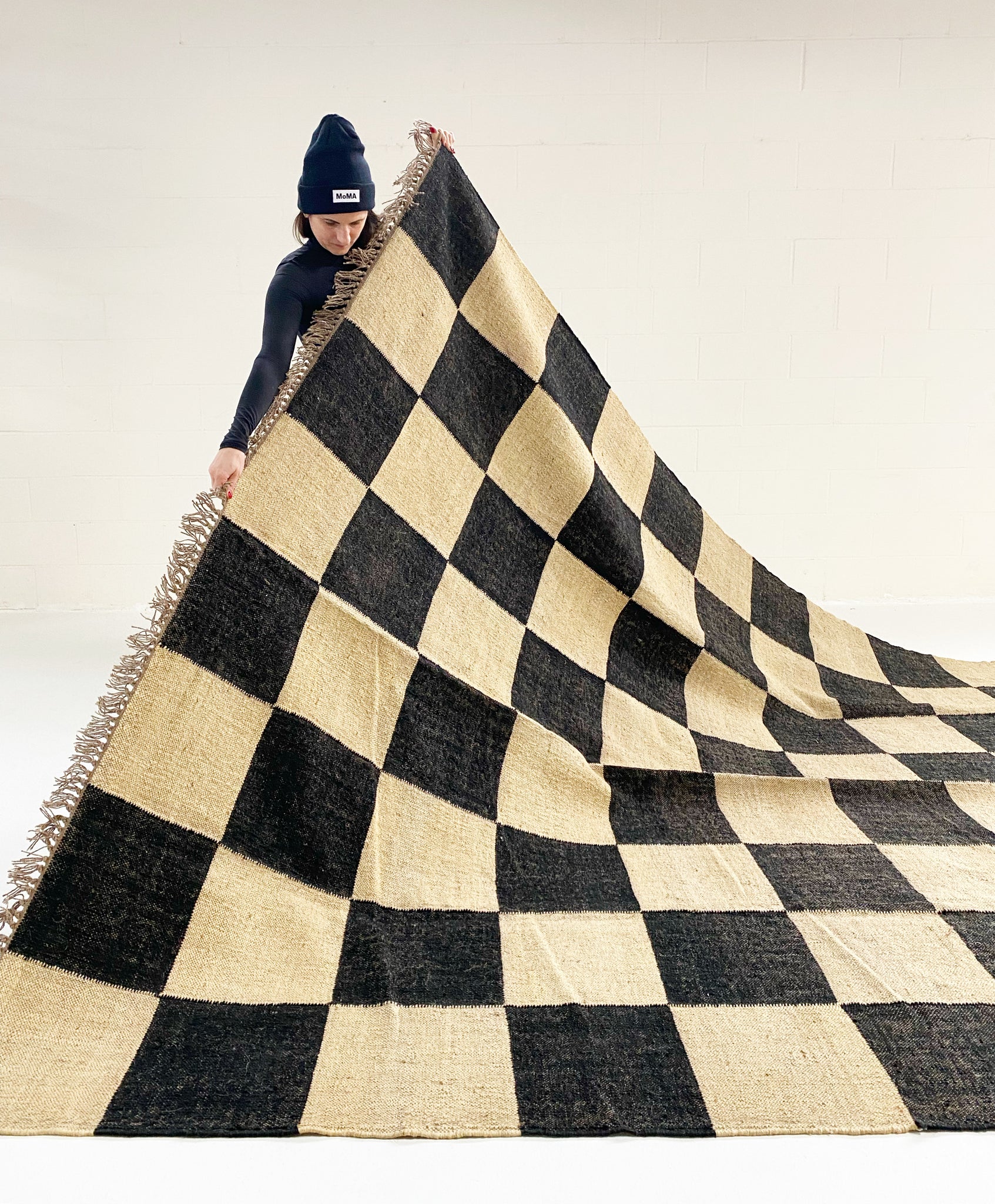 The Checkerboard Rug - Big Checks in Off Black – FORSYTH