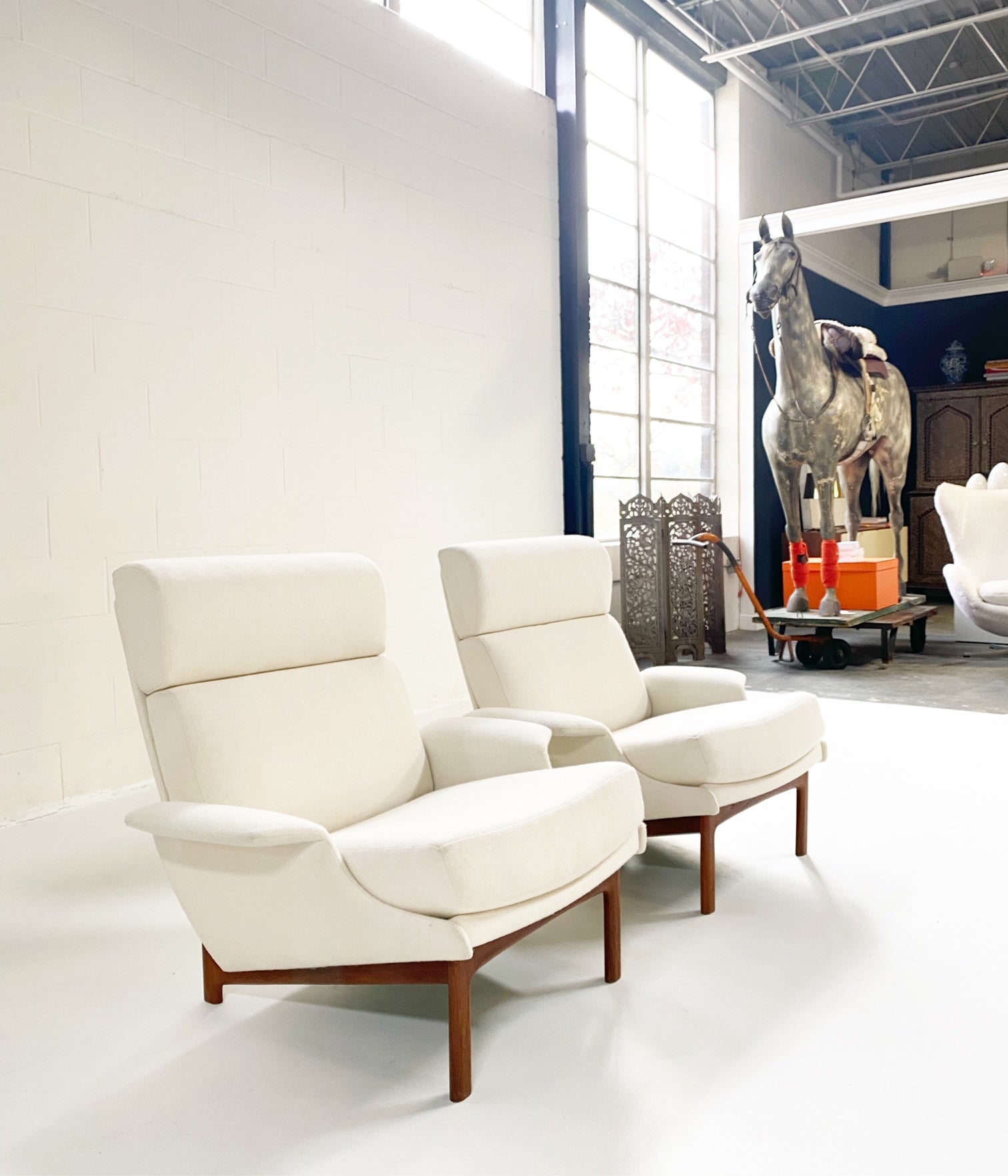 Adam Chairs in Wool Felt, Pair