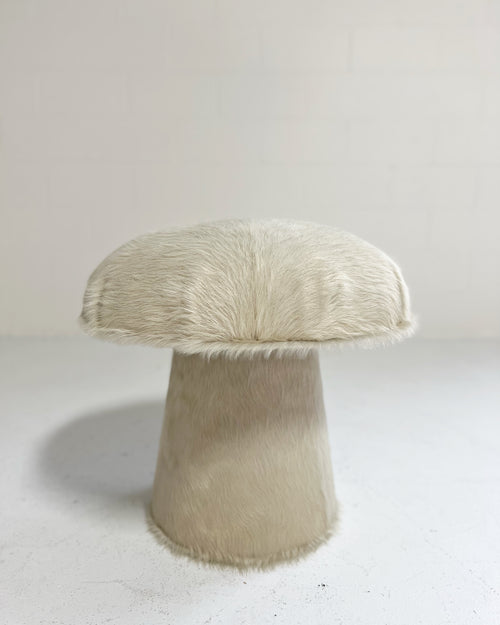 The Forsyth Mushroom Pouf in Ivory Cowhide