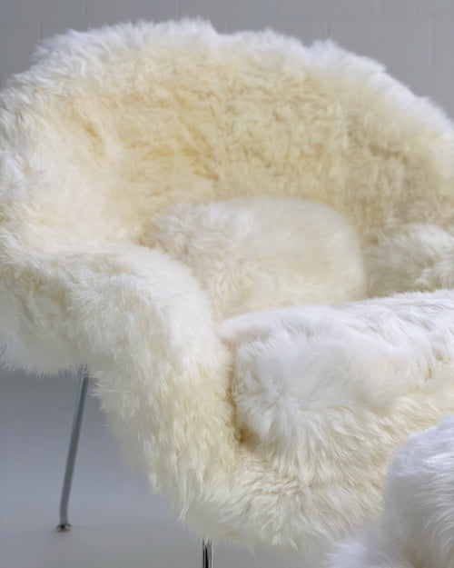 Bespoke Womb Chair and Ottoman in New Zealand Sheepskin