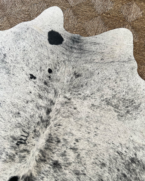 Brazilian Cowhide Rug, Black and White Speckled, No. 1