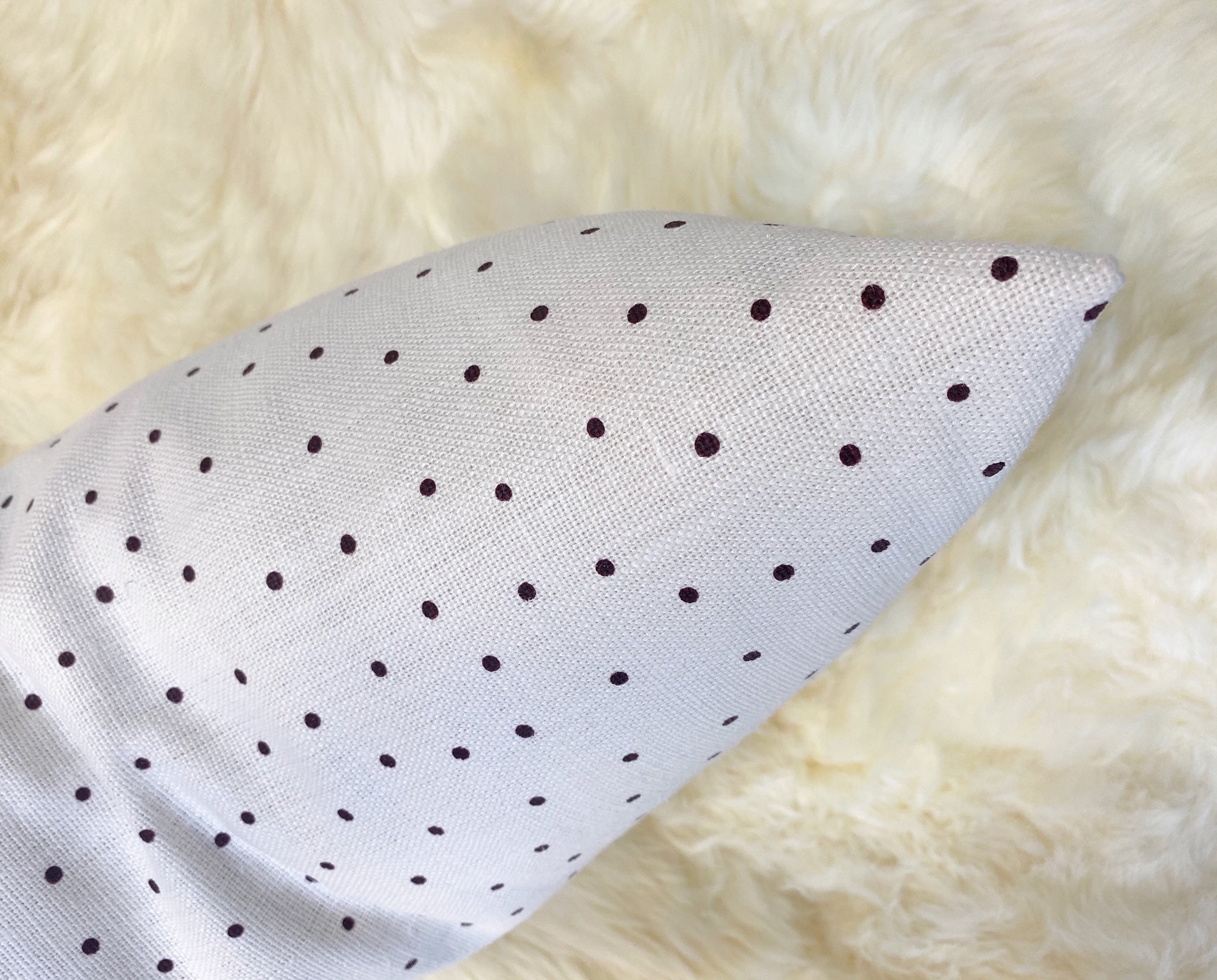 Rose Uniacke Burgundy Dots Linen Lumbar Pillow, 21"
