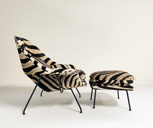 Bespoke Womb Chair and Ottoman in Zebra Hide