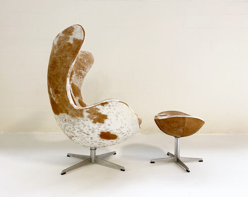 Egg Chair and Ottoman in Brazilian Cowhide - FORSYTH