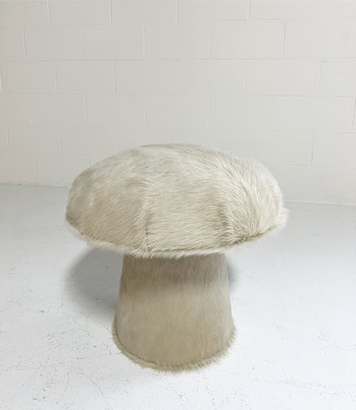 The Forsyth Mushroom Pouf in Ivory Cowhide