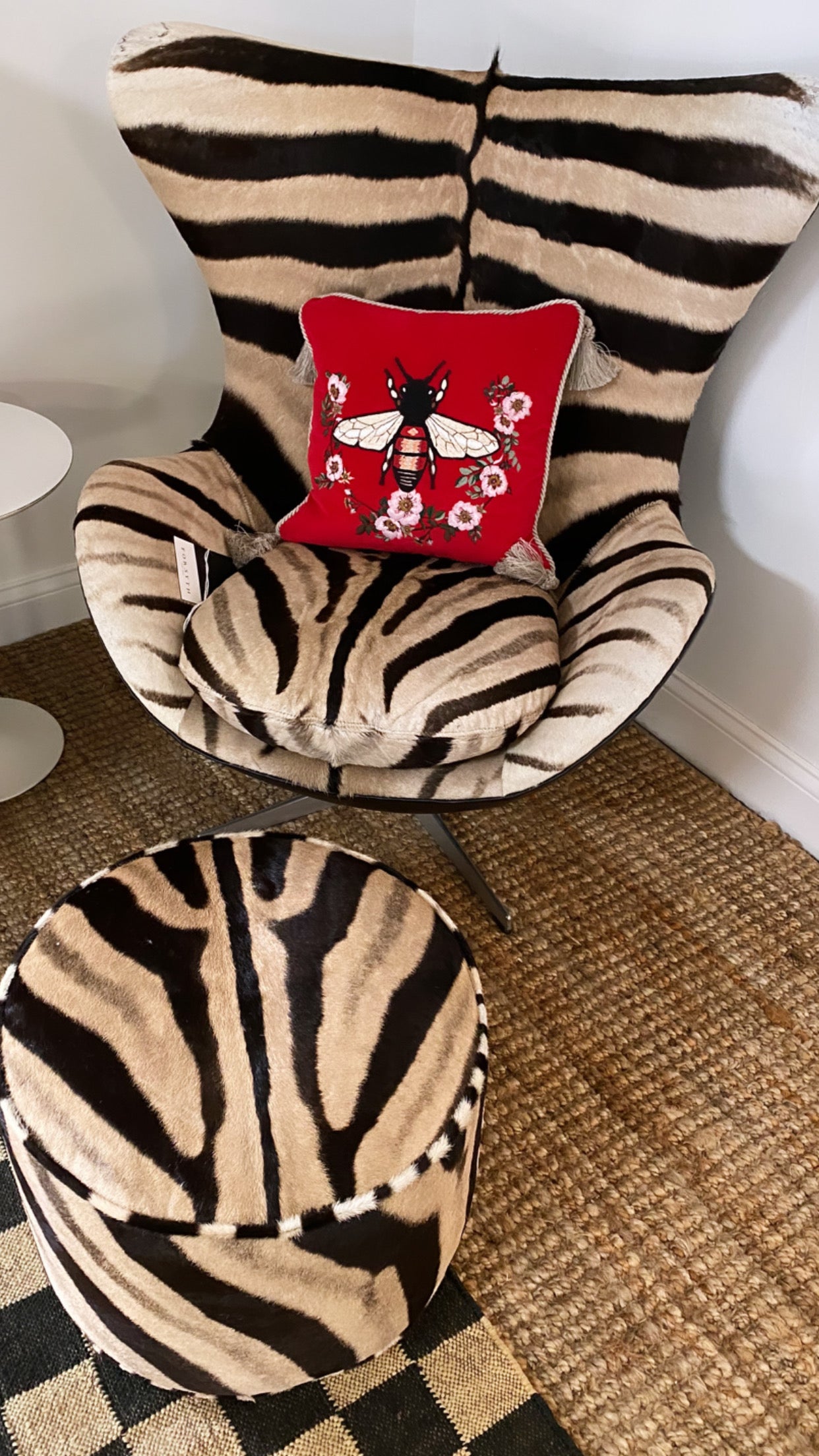 The Forsyth Pouf Ottoman in Zebra, Made to Order