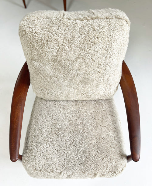 Model 118 Lounge Chairs in Shearling, Pair