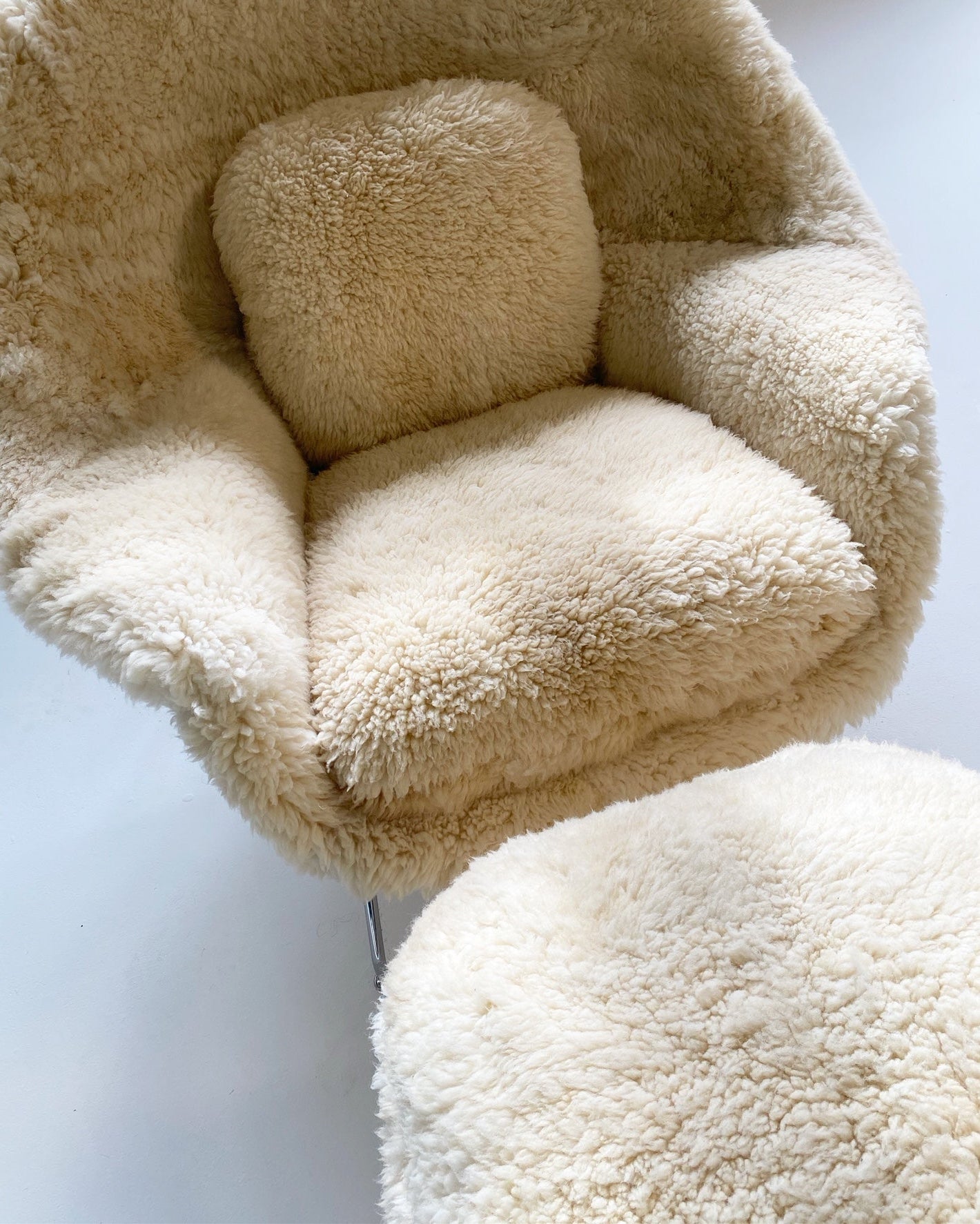 Bespoke Womb Chair and Ottoman in California Sheepskin - FORSYTH