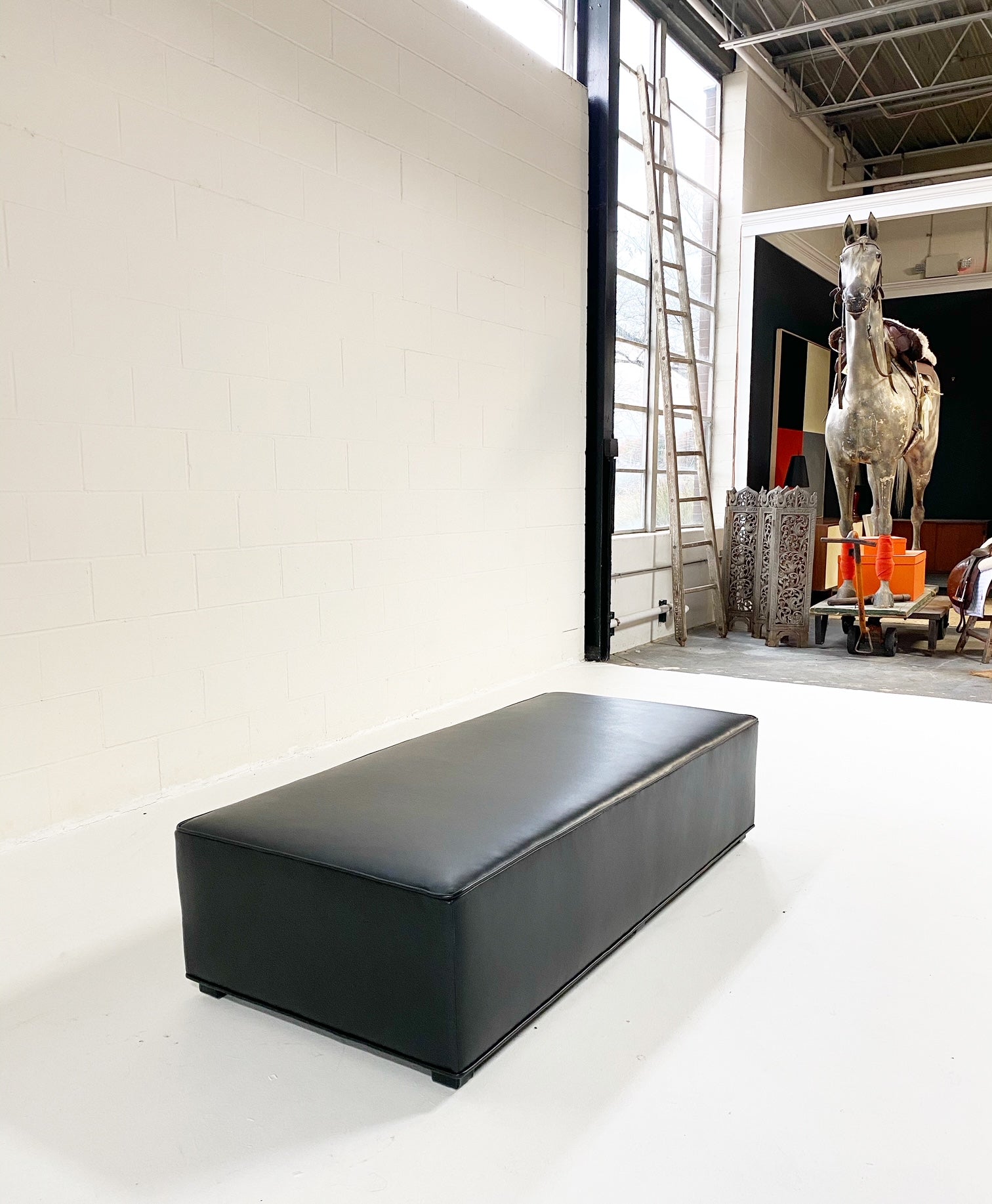 The Forsyth Large Ottoman in Leather