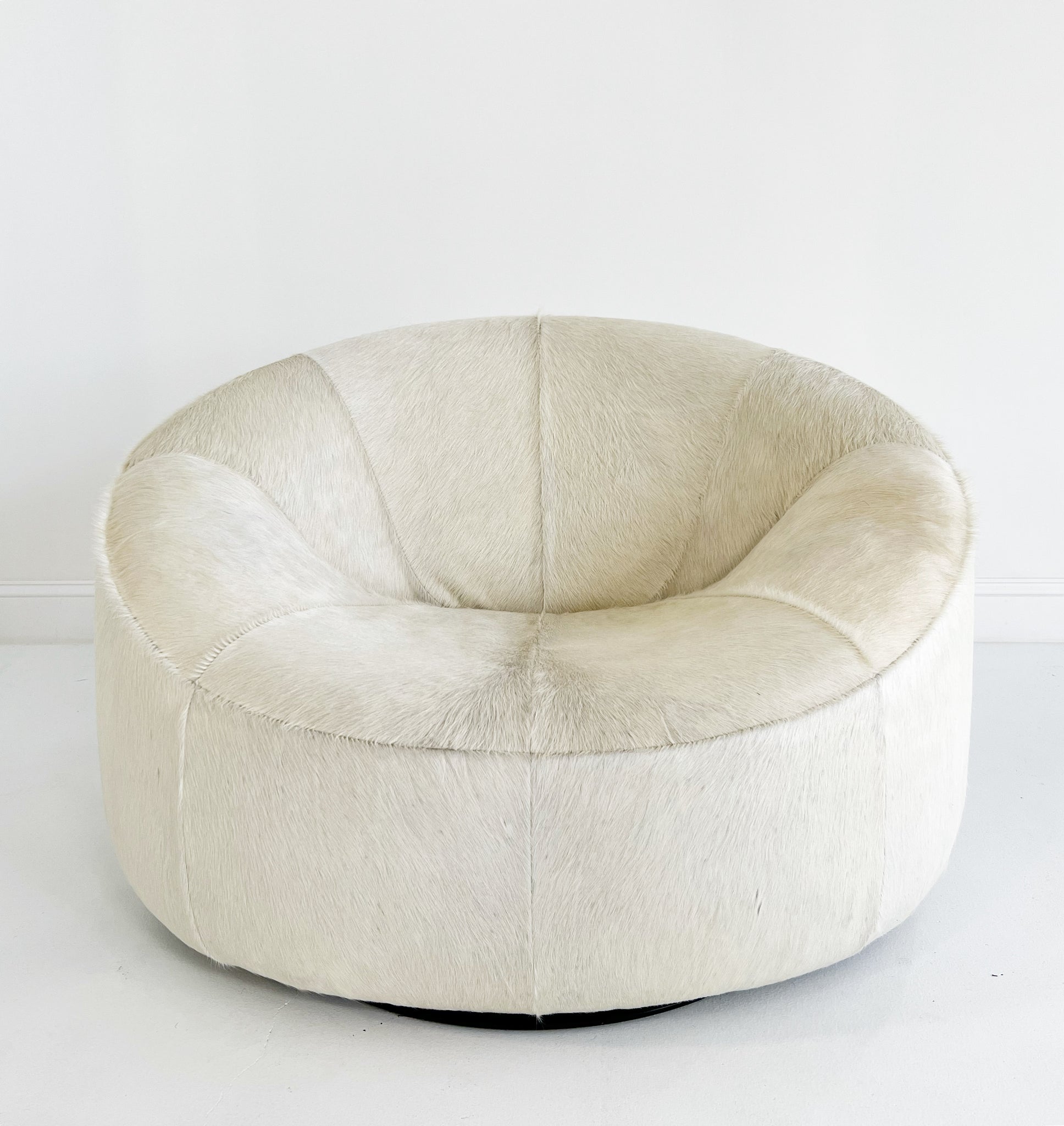 Pumpkin Armchair and Ottoman in Brazilian Cowhide