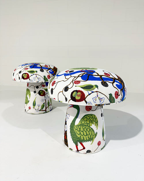 The Forsyth Mushroom Pouf in Josef Frank for Svenskt Tenn Gröna Fåglar