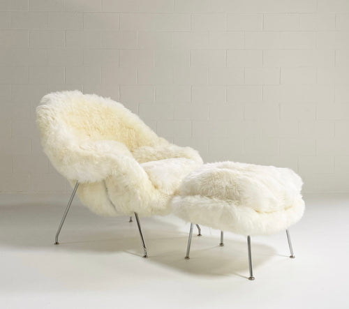 Bespoke Womb Chair and Ottoman in New Zealand Sheepskin