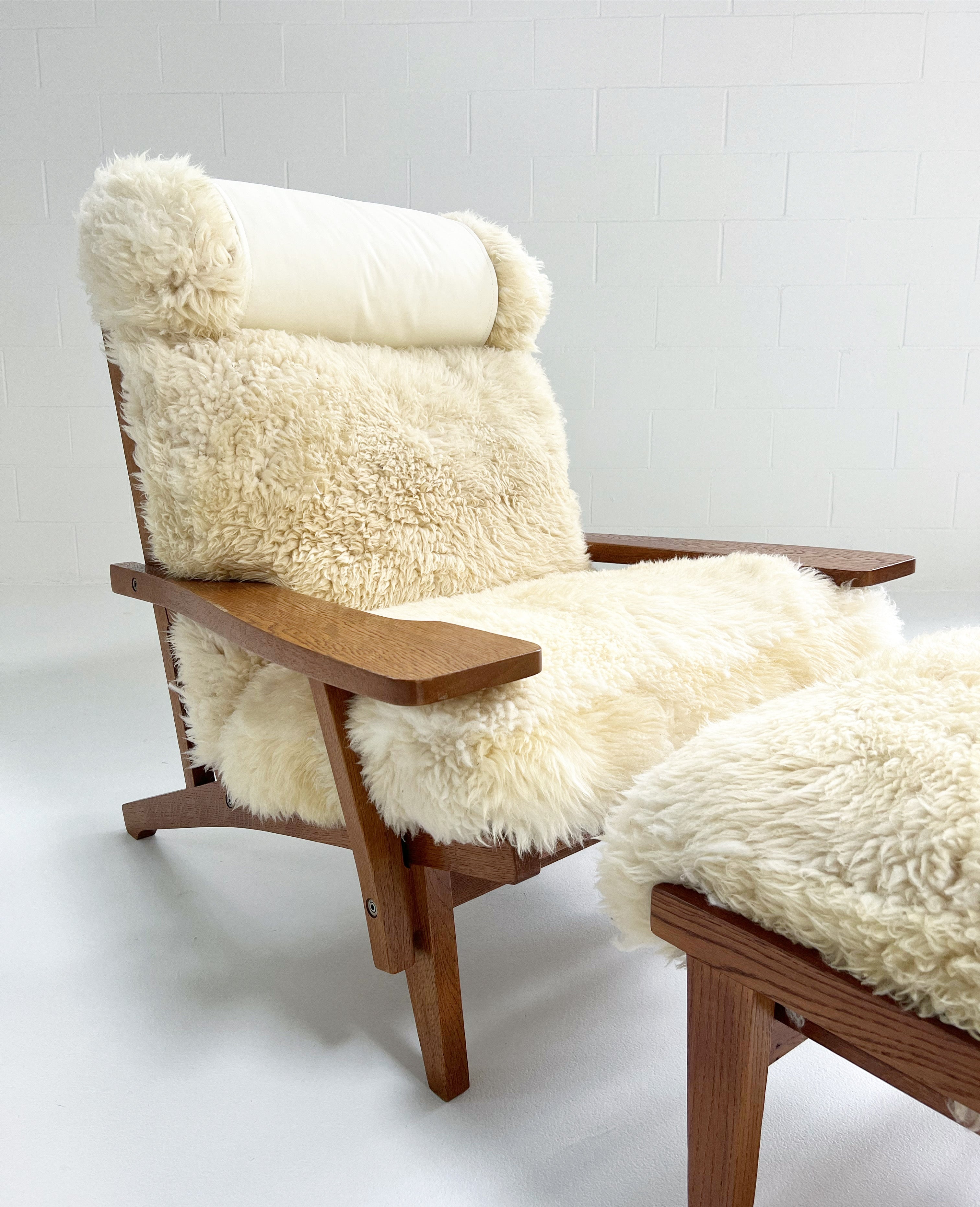 Model GE 375 Paddle Chair and Ottoman in California Sheepskin