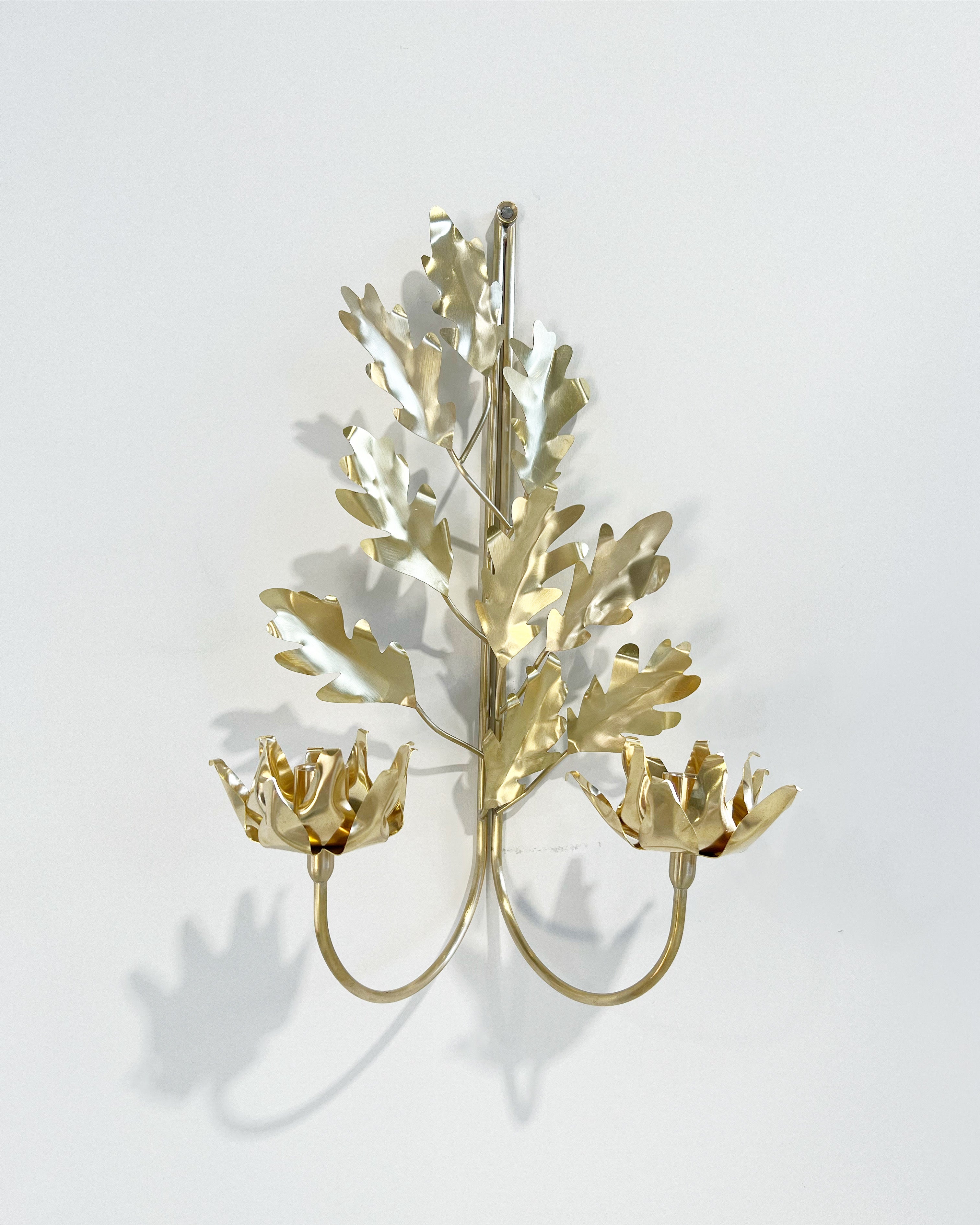 Oak Leaf Double Candle Sconce