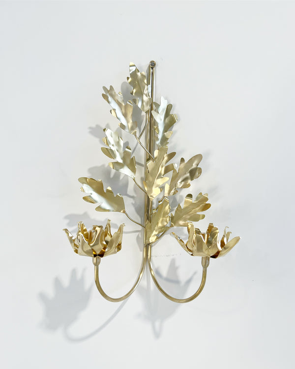 Oak Leaf Double Candle Sconce