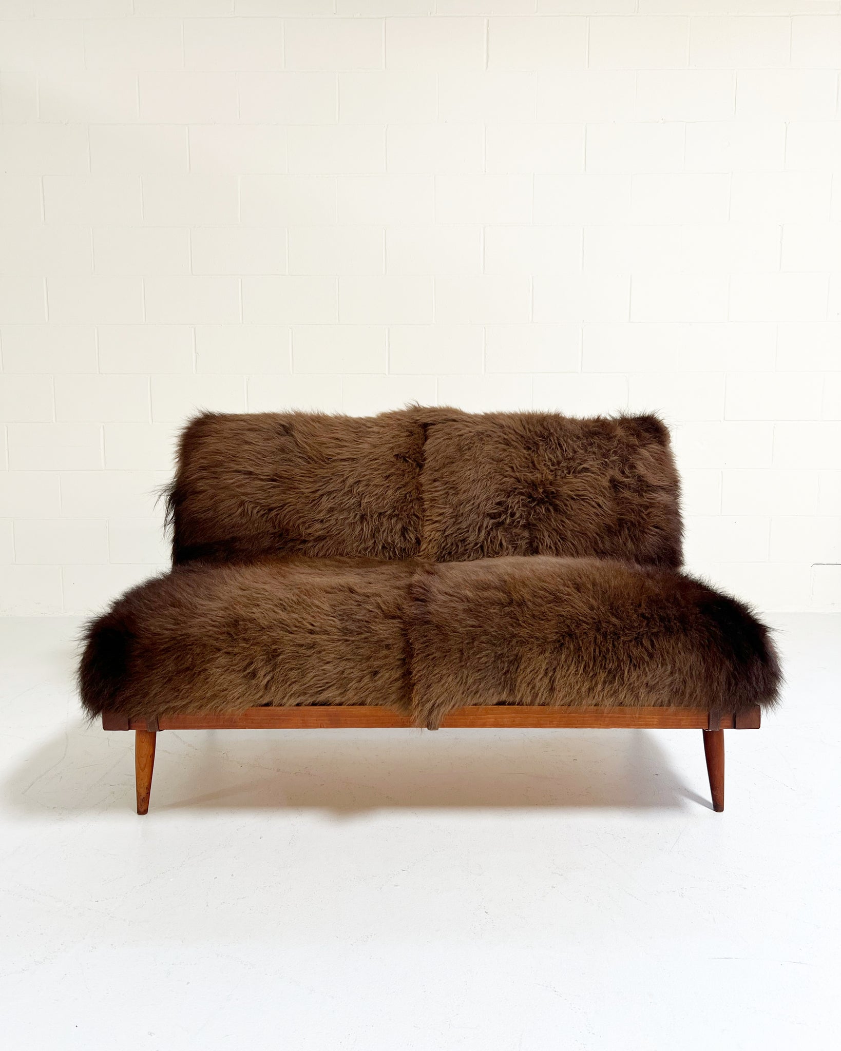 Settee with American Bison Hide Cushions