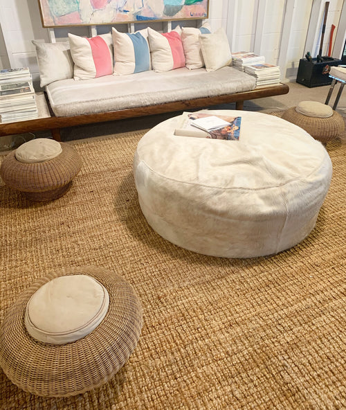 The Forsyth Cloud Ottoman in Cowhide - FORSYTH