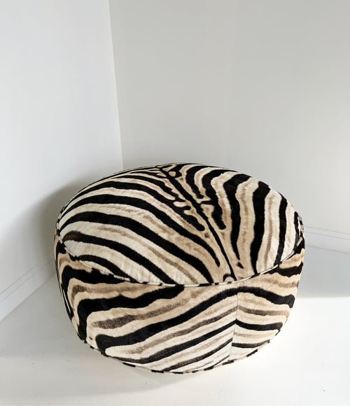 The Forsyth Cloud Ottoman in Zebra Hide