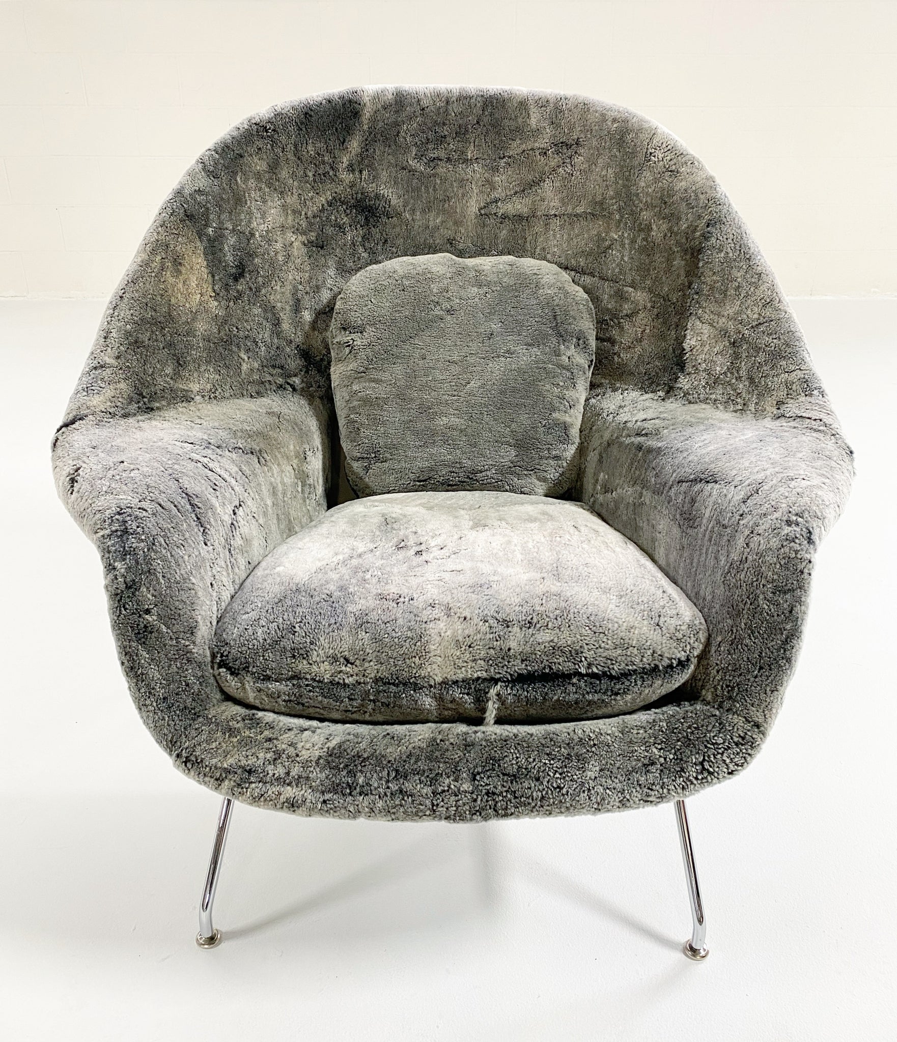 Bespoke Womb Chair and Ottoman in Patagonia Shearling