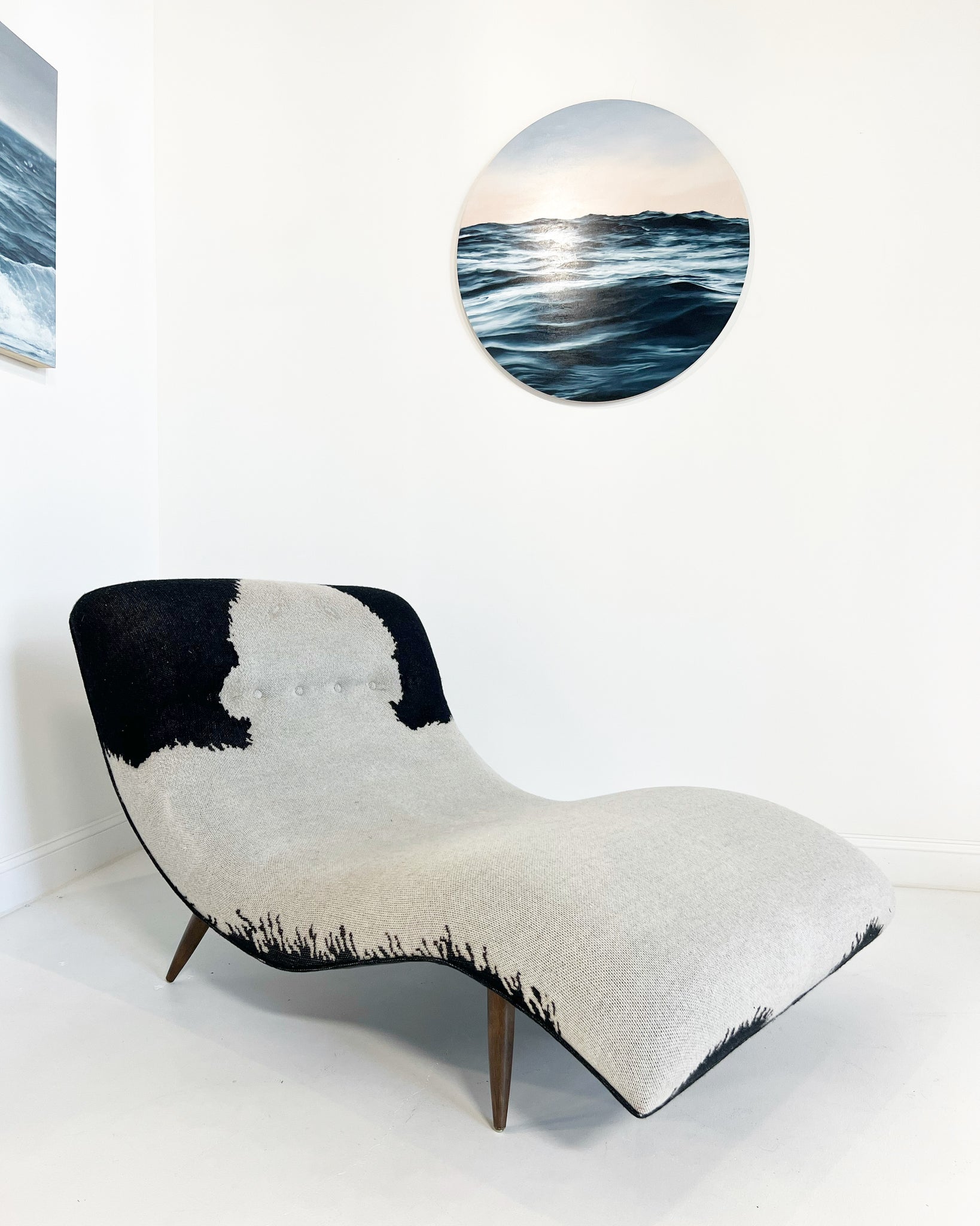 Wave Chaise Lounge in Cashmere and Leather