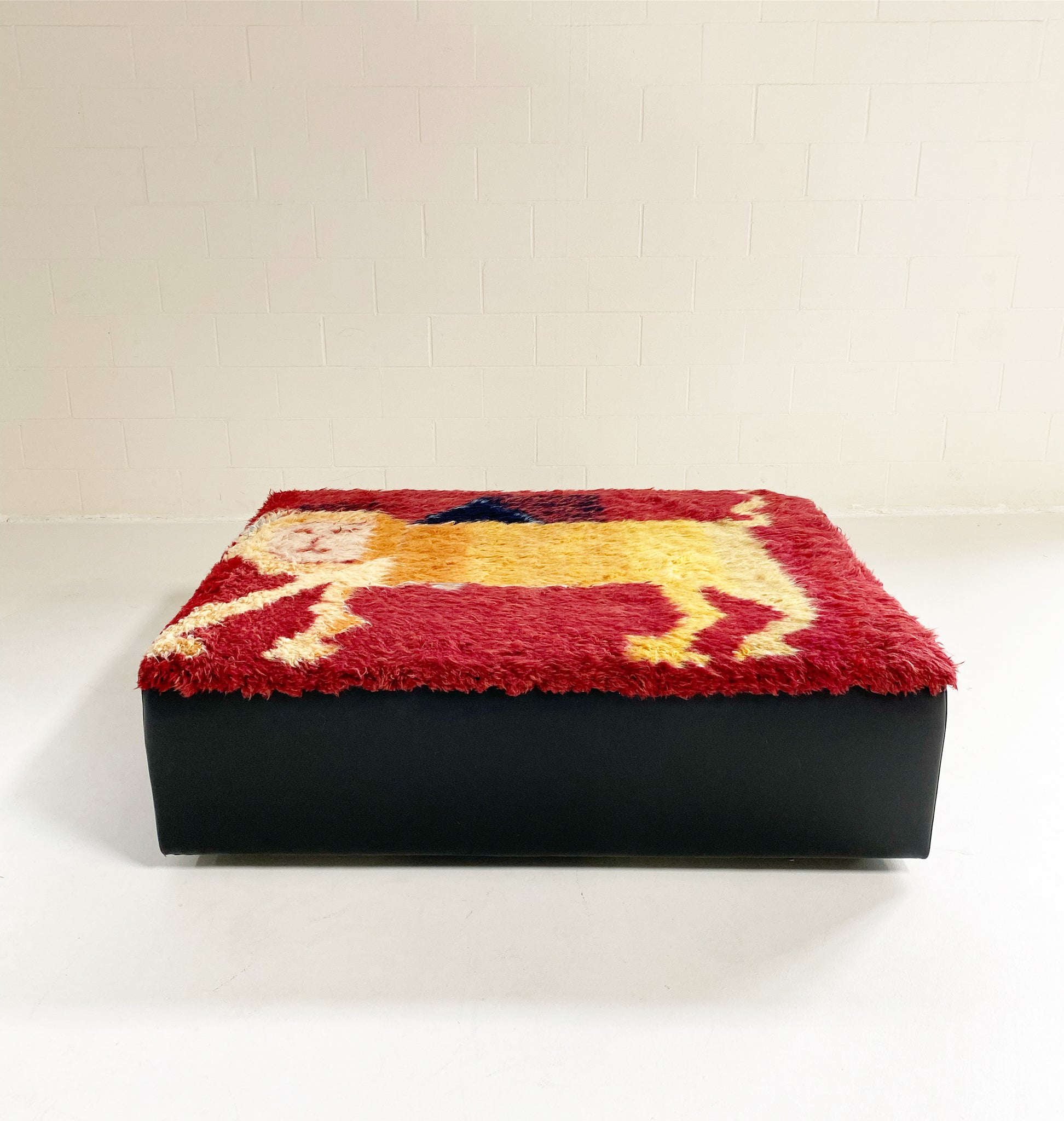 One-of-a-Kind Ottoman with Vintage Qashqai Gabbeh Rug from Iran