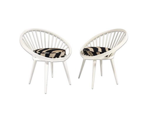 Circle Chairs in Zebra Hide, pair - FORSYTH