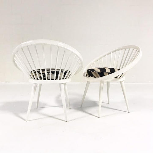 Circle Chairs in Zebra Hide, pair - FORSYTH