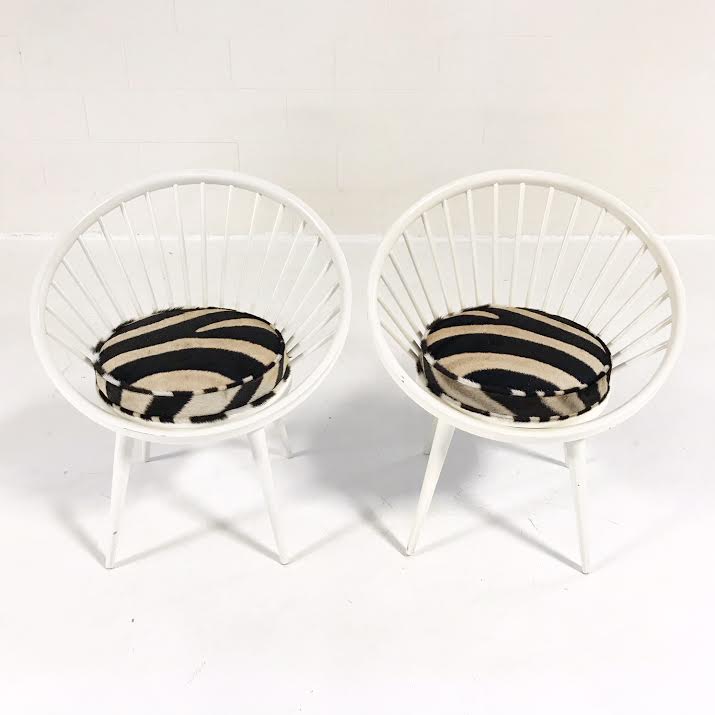 Circle Chairs in Zebra Hide, pair - FORSYTH