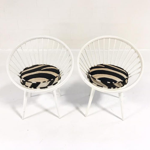 Circle Chairs in Zebra Hide, pair - FORSYTH