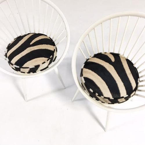 Circle Chairs in Zebra Hide, pair - FORSYTH