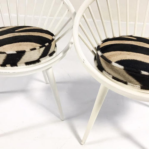 Circle Chairs in Zebra Hide, pair - FORSYTH