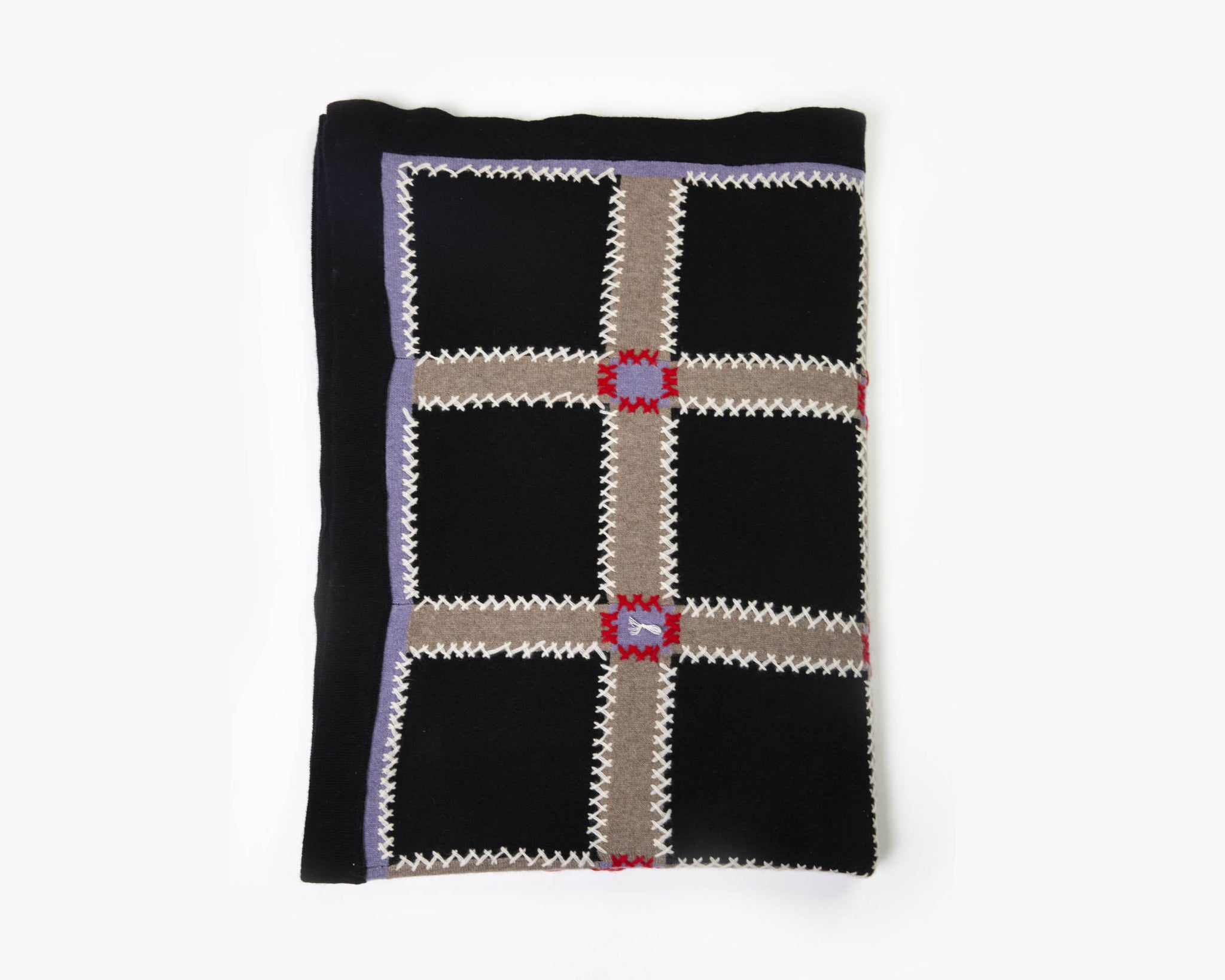 Embroidered Patchwork Cashmere Quilt