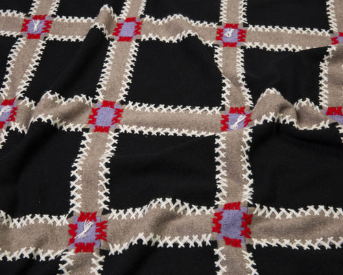 Embroidered Patchwork Cashmere Quilt