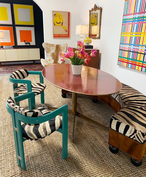 19th Century Fruitwood Banquette in Zebra Hide - FORSYTH