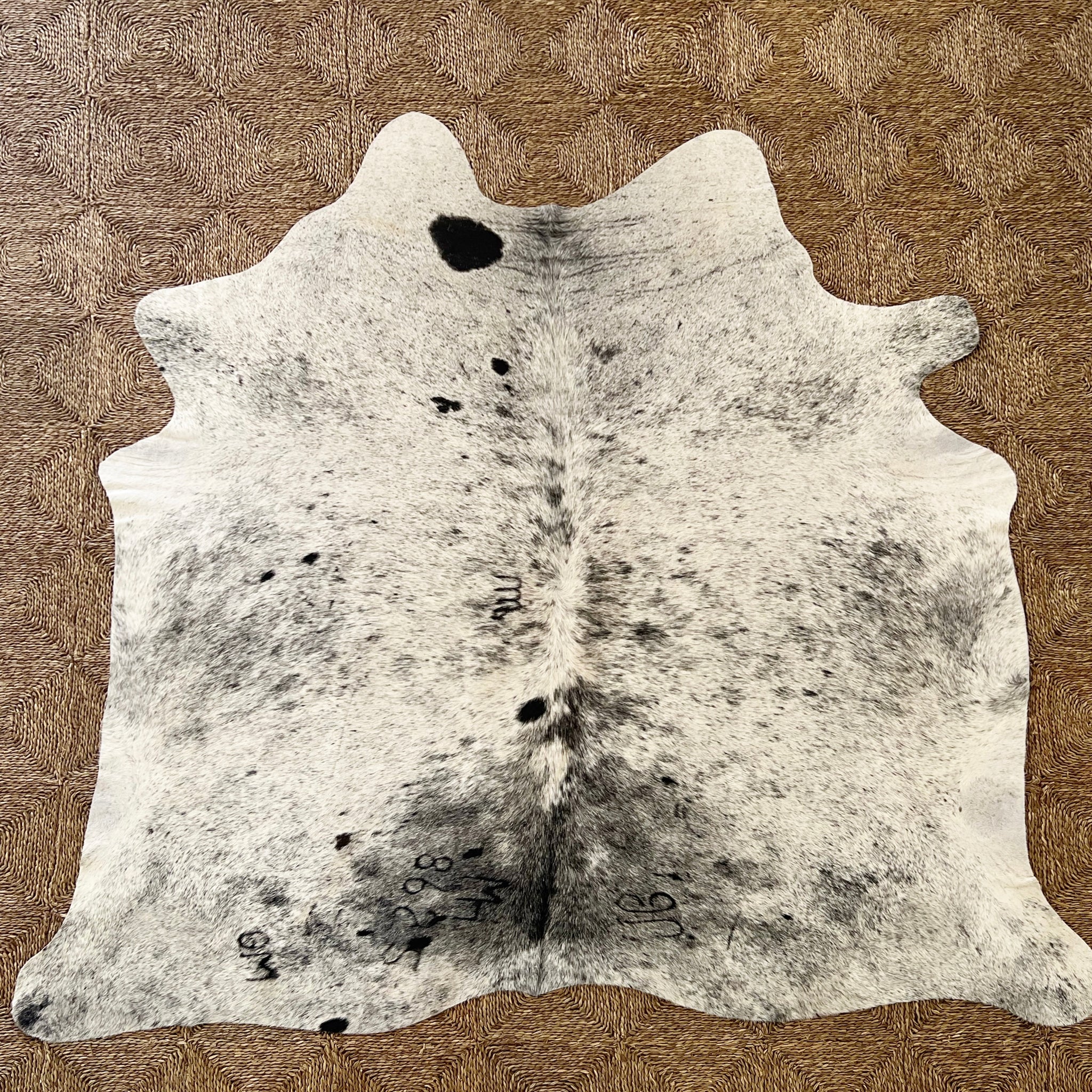 Brazilian Cowhide Rug, Black and White Speckled, No. 1