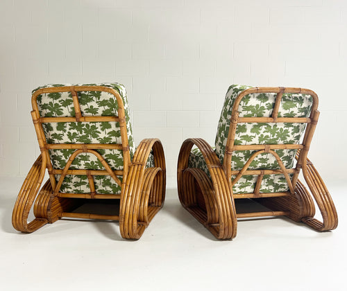 Frankl Style Rattan Chairs in Dedar Be Bop a Lula, Pair