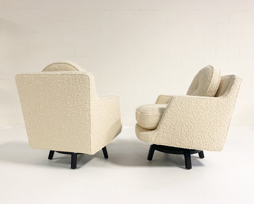 Model 5609 Swivel Lounge Chairs in Schumacher Boucle, Pair - FORSYTH