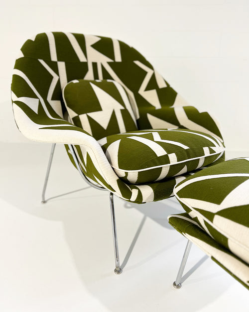 Bespoke Womb Chair and Ottoman in Pierre Frey 'Wokabi' Fabric