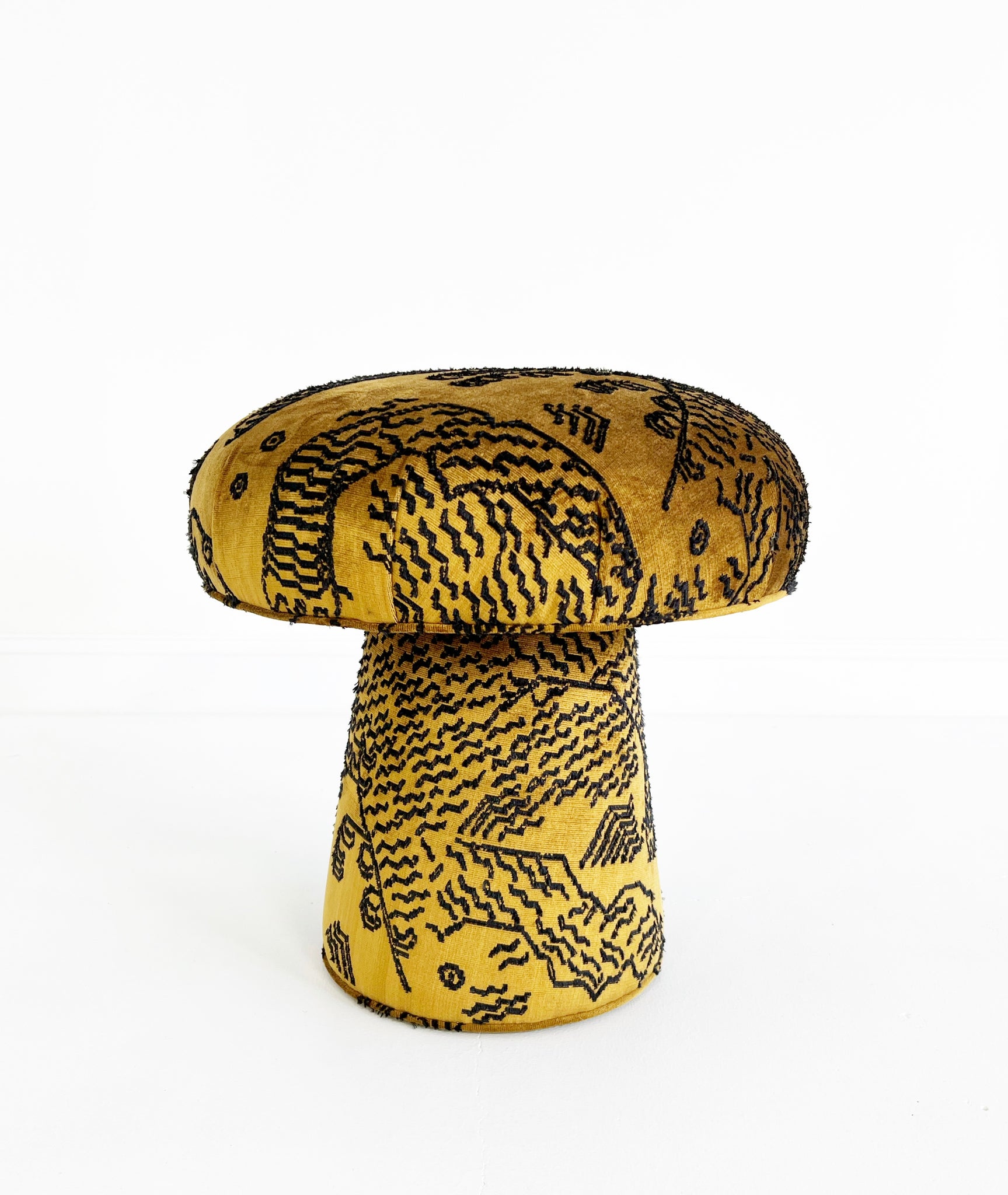 The Forsyth Mushroom Pouf in Dedar 'Tiger Mountain' Jacquard Velvet