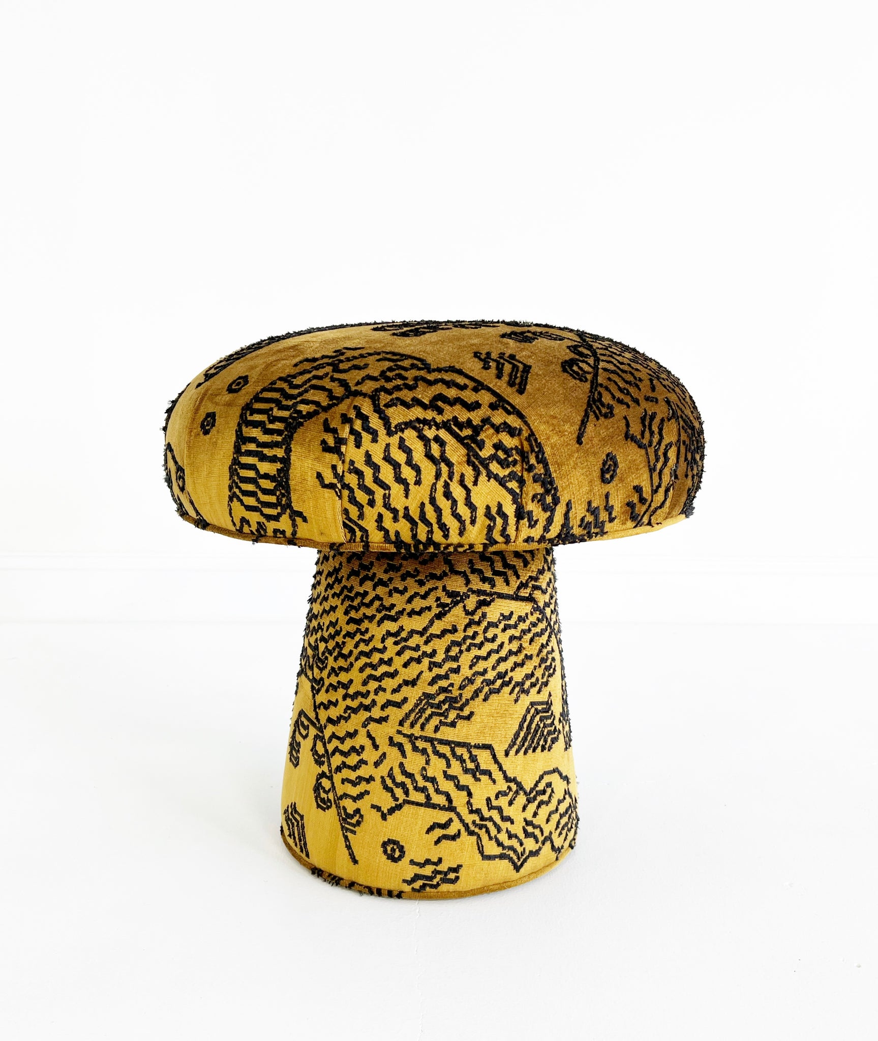 The Forsyth Mushroom Pouf in Dedar Jacquard Velvet