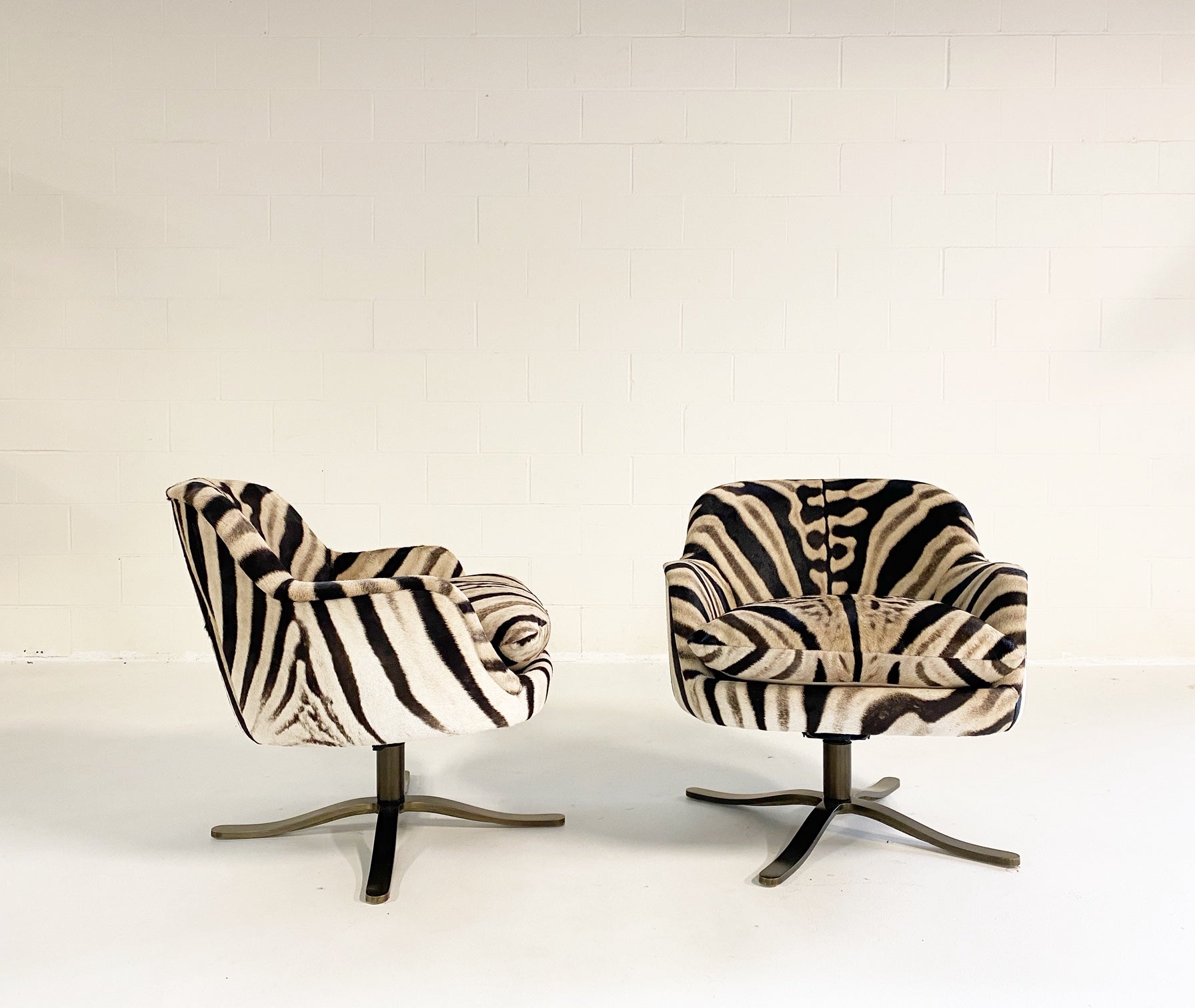 Swivel Chairs in Zebra Hide