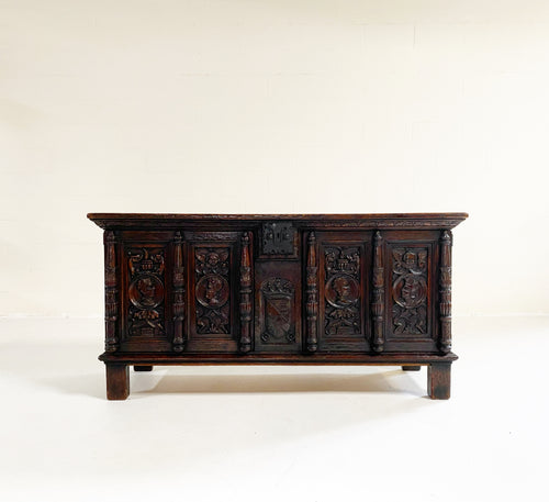 Antique Carved Oak Coffer