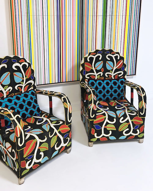Vintage African Beaded Yoruba Chair - Multicolor