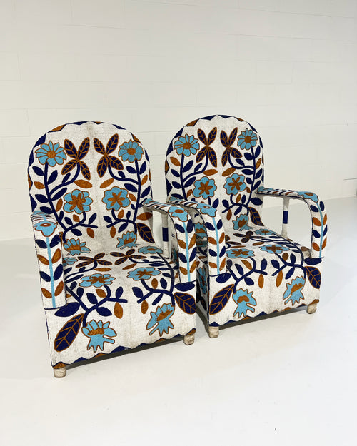 Vintage African Beaded Yoruba Chair - Multicolor