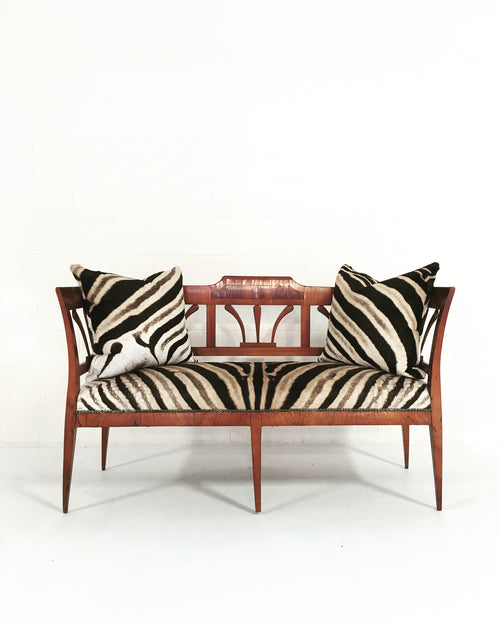 Fruitwood & Rosewood Settee in Zebra Hide - FORSYTH