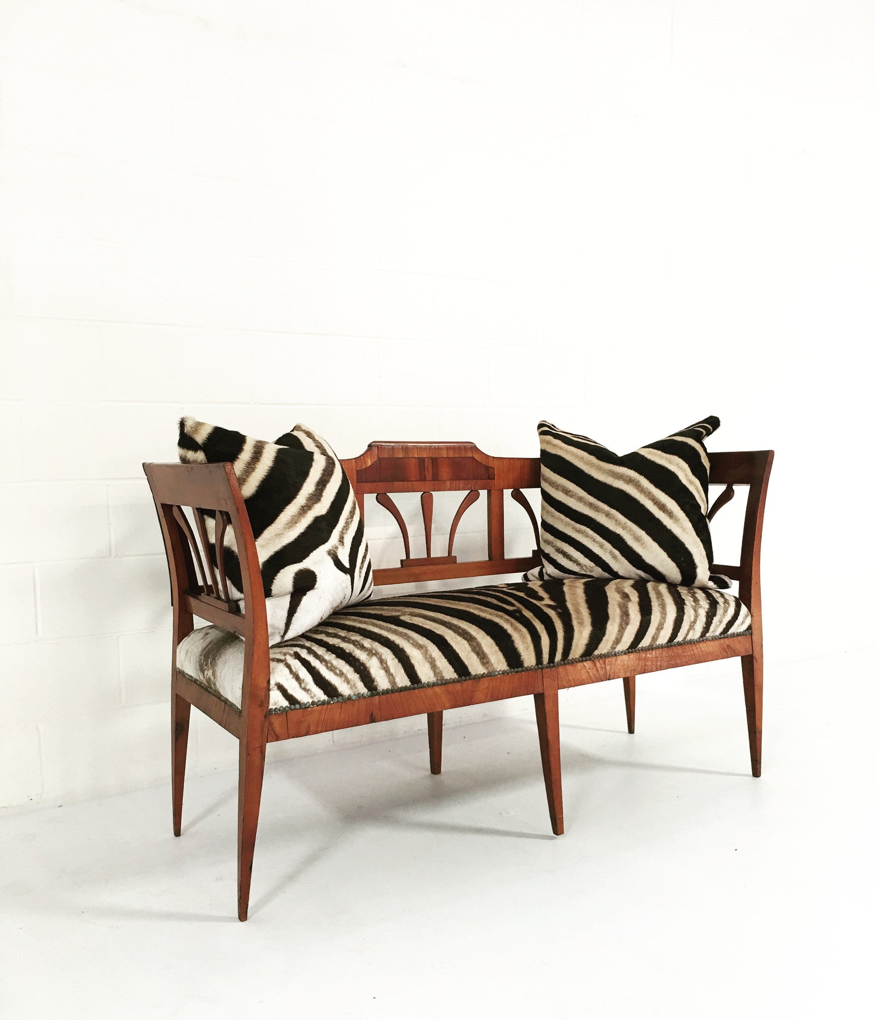 Fruitwood & Rosewood Settee in Zebra Hide - FORSYTH