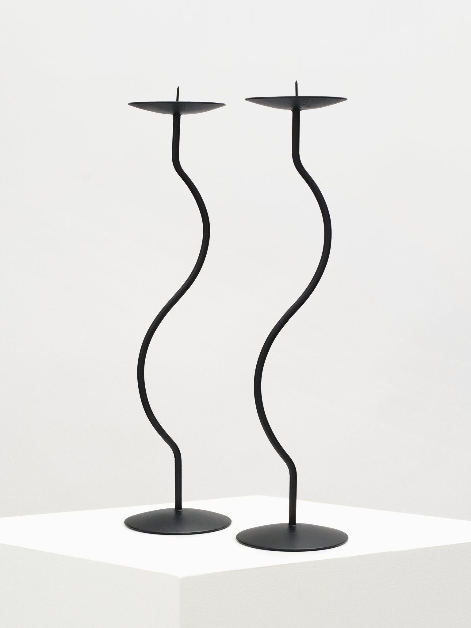 Dancing Duo Iron Candlesticks, Pair