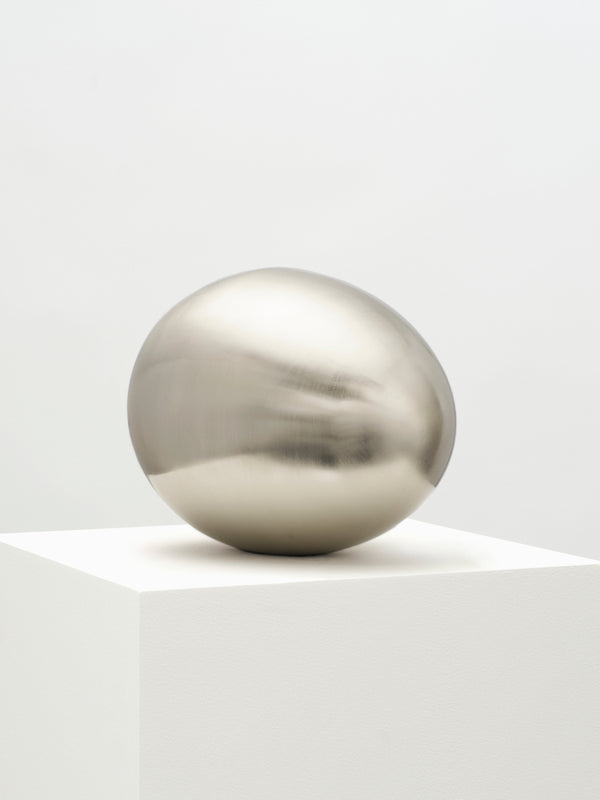 Large Brushed Steel Egg Sculpture