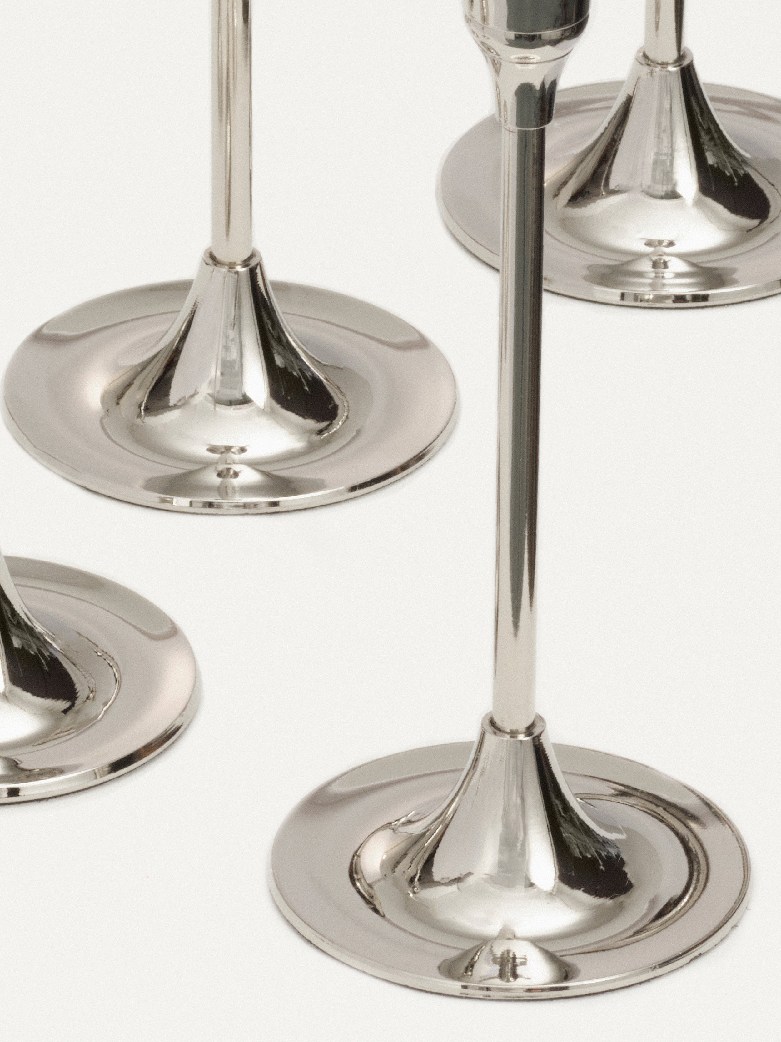 Candlesticks of Various Sizes, Set of 7 - Nickel